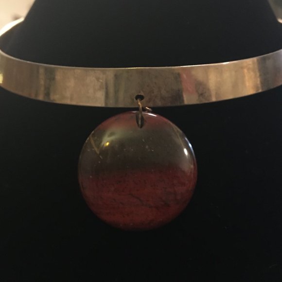 Slave Necklace Vintage Retro Mod 60s Silver Agate - Picture 7 of 7